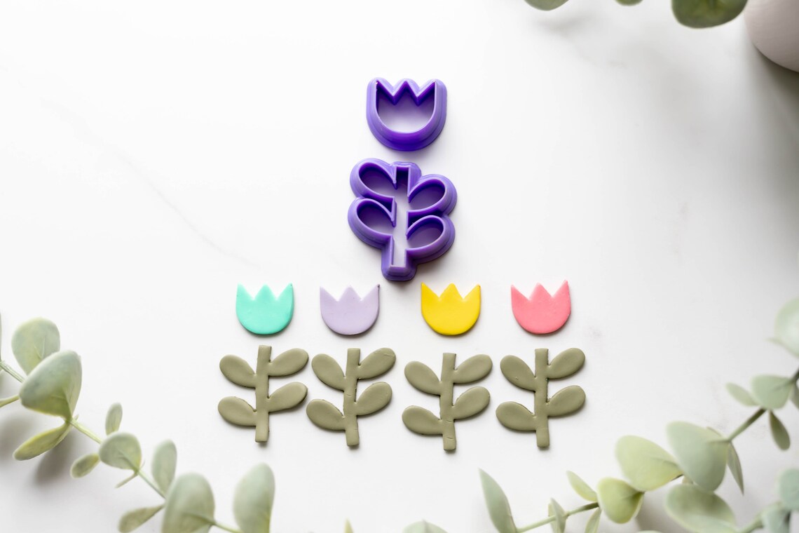 2 Piece Tulip Flower Set Flower and Stem