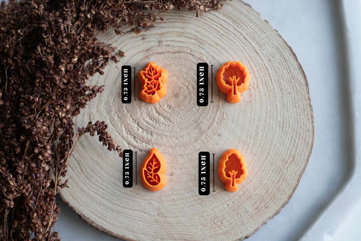 Oak and Maple Tree and Leaf Stud Set Polymer Clay Cutters