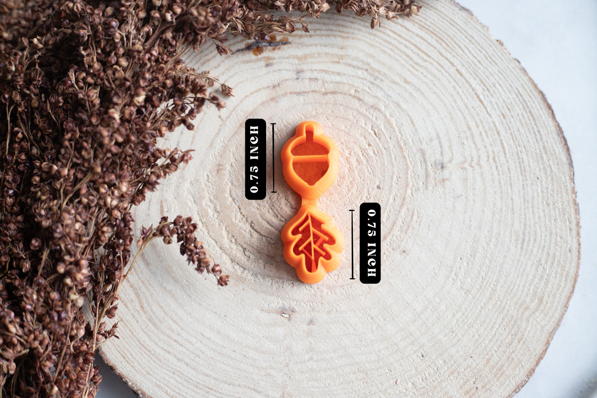Fall Leaf and Acorn Set Polymer Clay Cutters