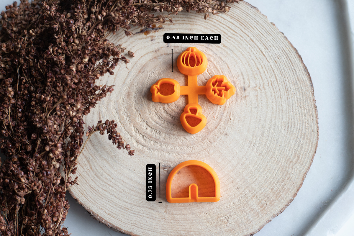 Fall Arch Set Polymer Clay Cutters - Pumpkin, Apple, Mushroom & Leaf