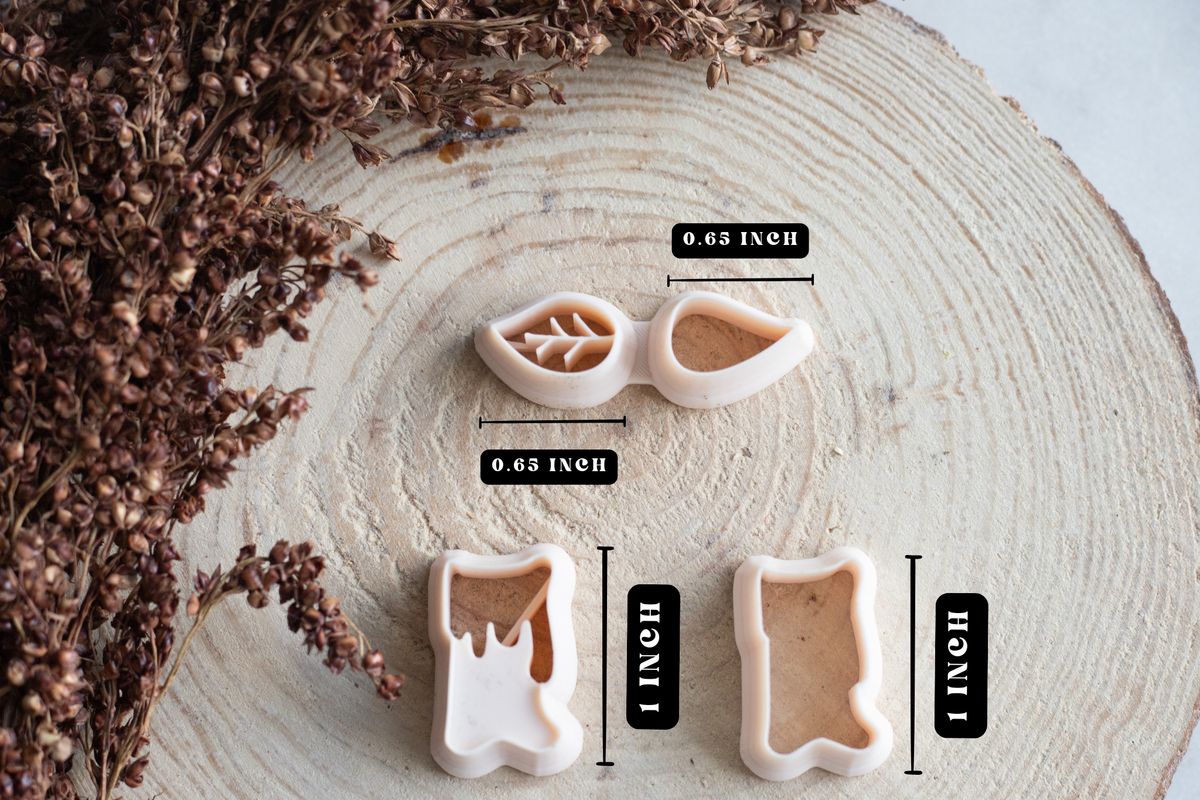 Fall Burning Candle and Leaf Set Polymer Clay Cutters