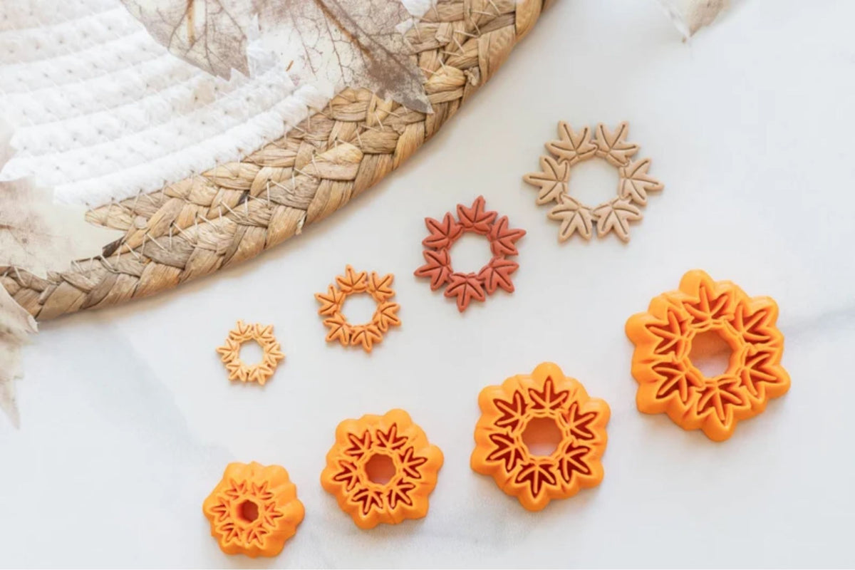 Fall Maple Leaf Wreath Clay Cutter