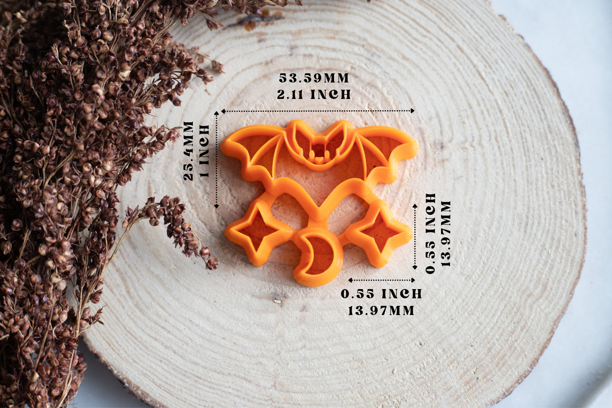Halloween Bat Constellation Set of Polymer Clay Cutters - Moon and Stars