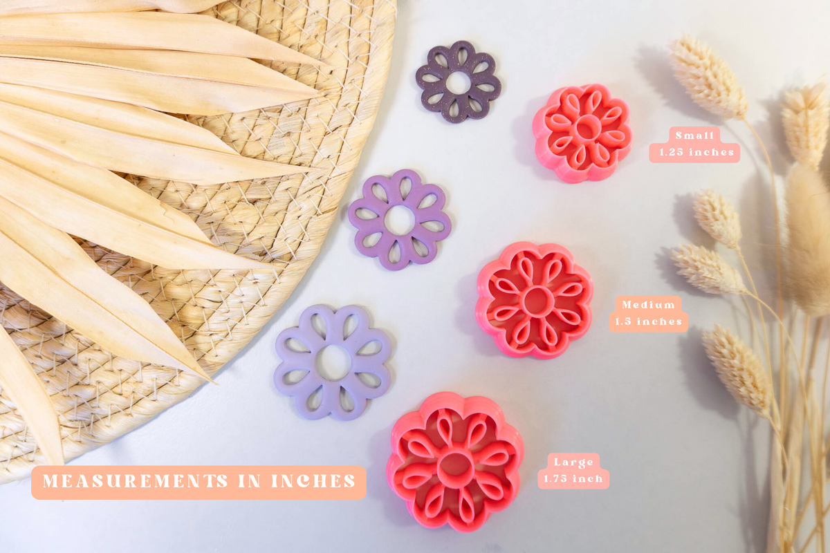 8 Petal Cutout Detailed Flower Clay Cutters