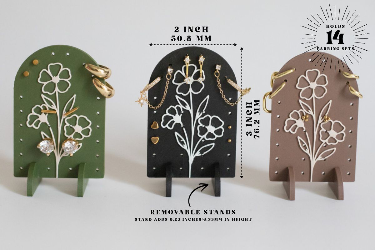 Portable Travel Earring Display | Removable Stand | Holds Up to 14 Pairs of Earrings (24 Colour Options)