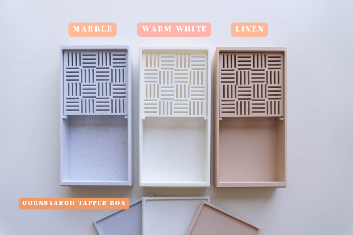 Cornstarch Tapper Box - Craft Room Organization - Clay Tools