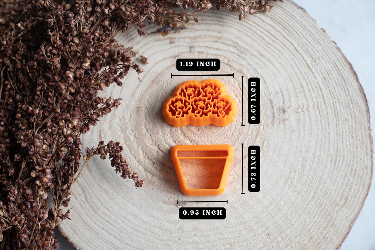 Fall Mum Potted Plant Flower Set Polymer Clay Cutters