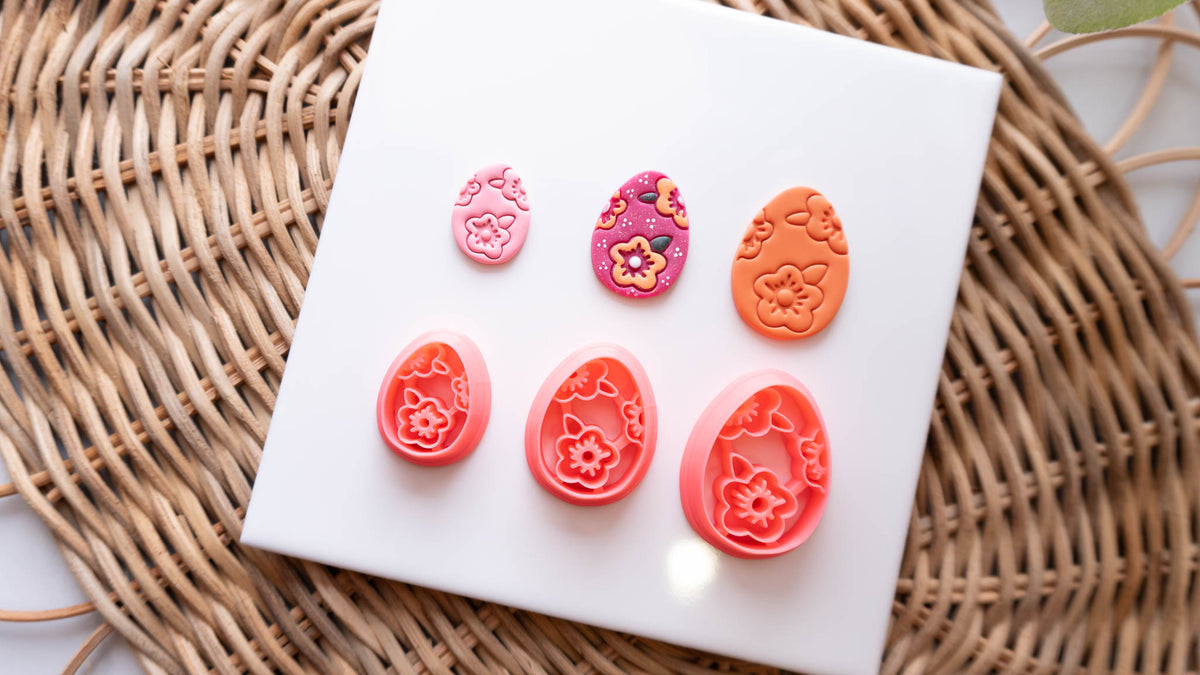 Decorated Easter Egg with Flowers Polymer Clay Cutters