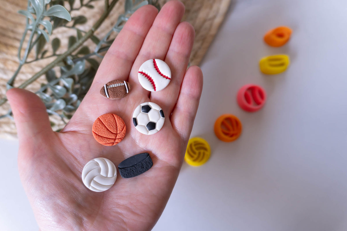 Sports Polymer Clay Cutters: Football, Hockey, Soccer, Volleyball, Hockey, Basketball, Baseball