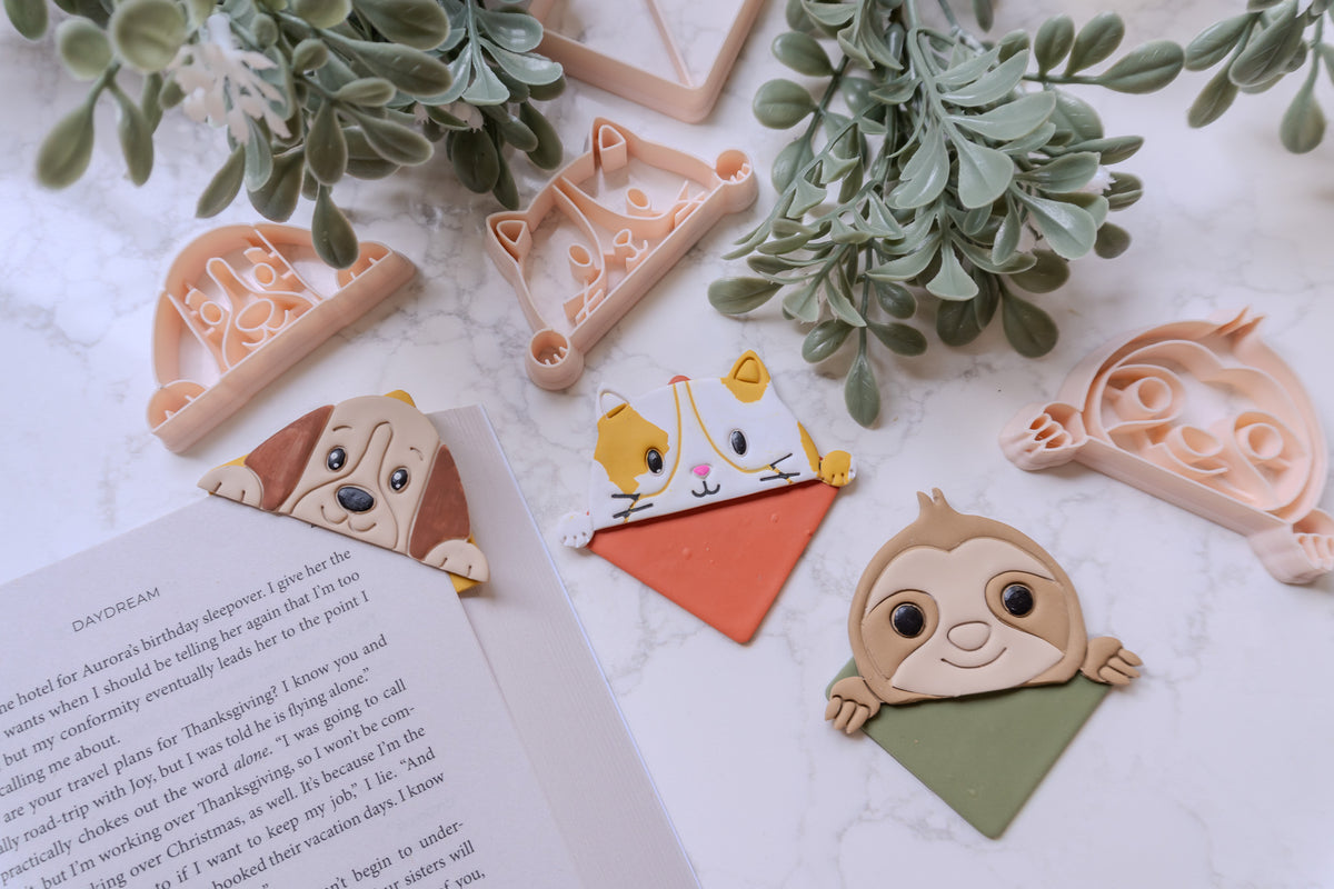 Animal Corner Bookmark Clay Cutters: Cat, Dog, Sloth