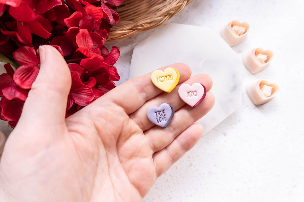 3D Valentines Conversation Hearts Set (Candy Hearts): XOXO, True Love, I 'heart' You