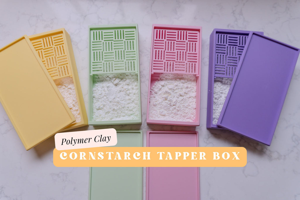 Colourful Cornstarch Tapper Box - Craft Room Organization - Clay Tools