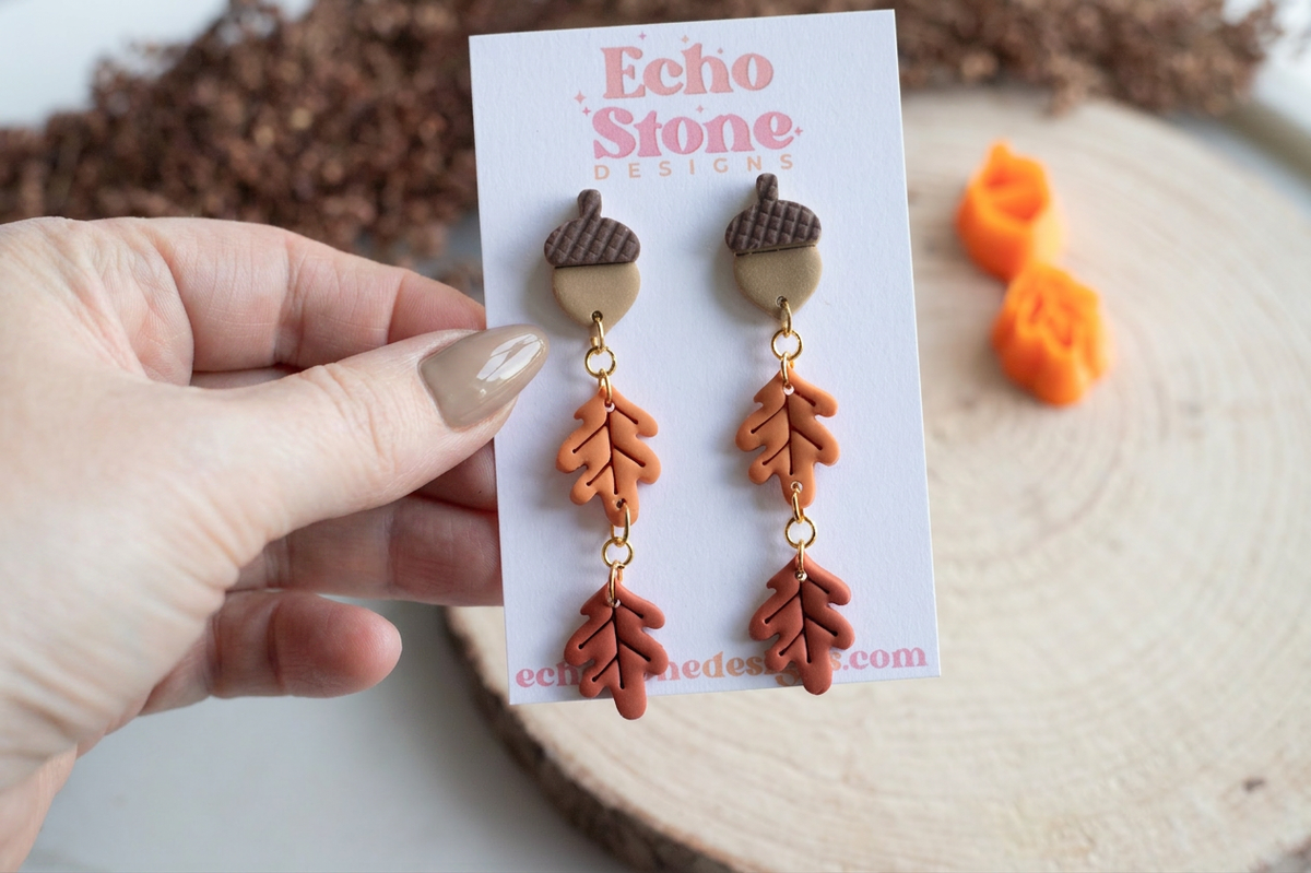 Fall Leaf and Acorn Set Polymer Clay Cutters