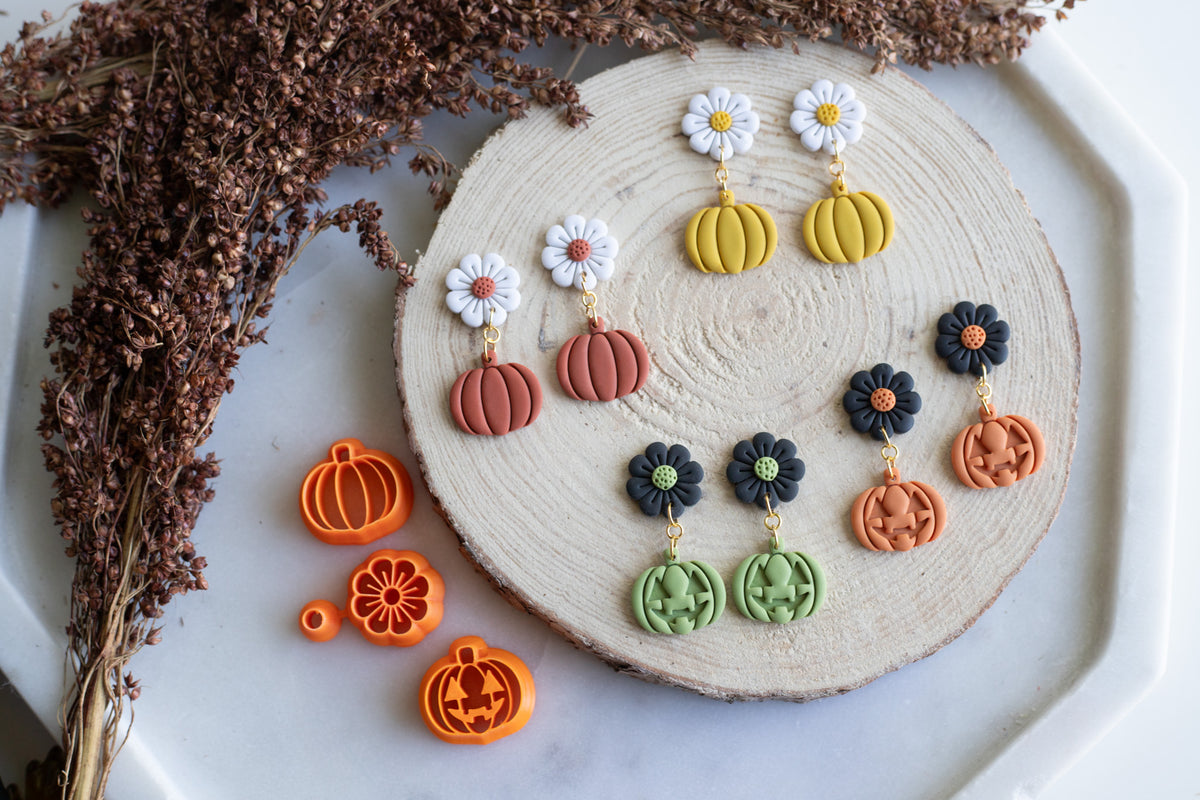 Pumpkin Jacko-lantern Flower Set Polymer Clay Cutters