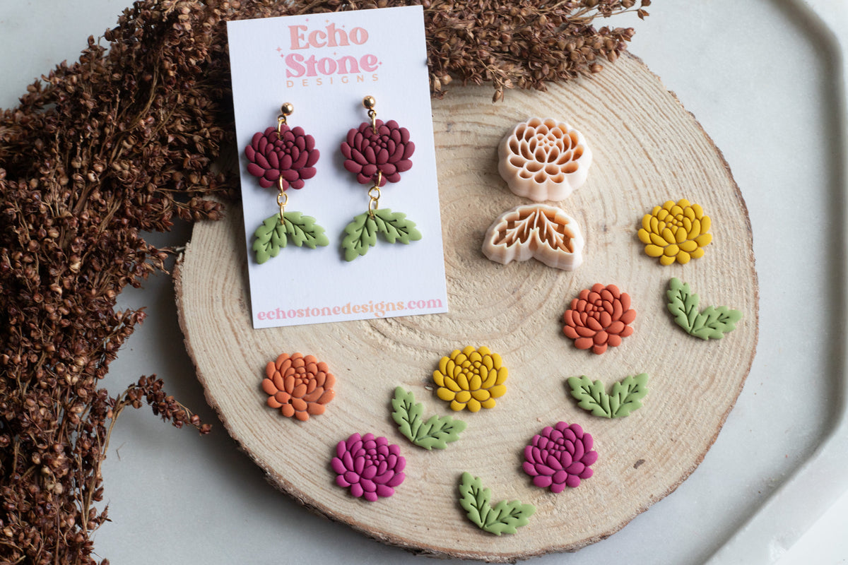 Fall Mum Flower Set Polymer Clay Cutters