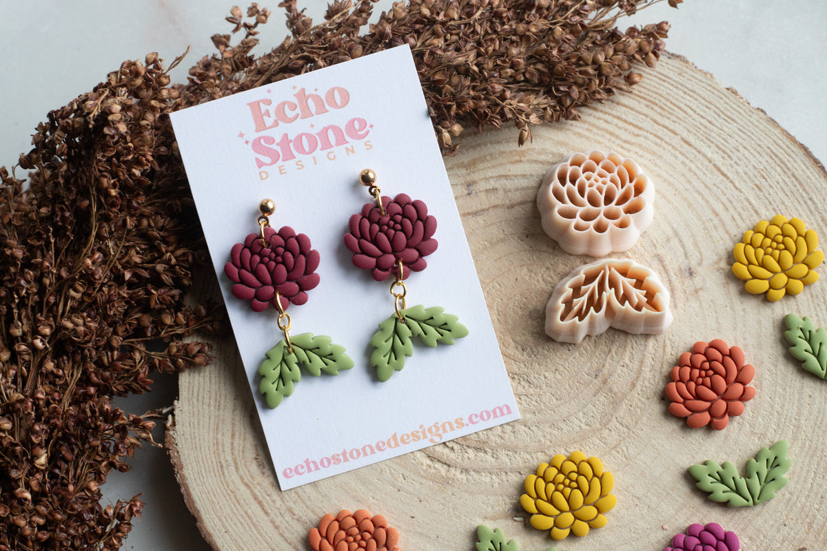 Fall Mum Flower Set Polymer Clay Cutters