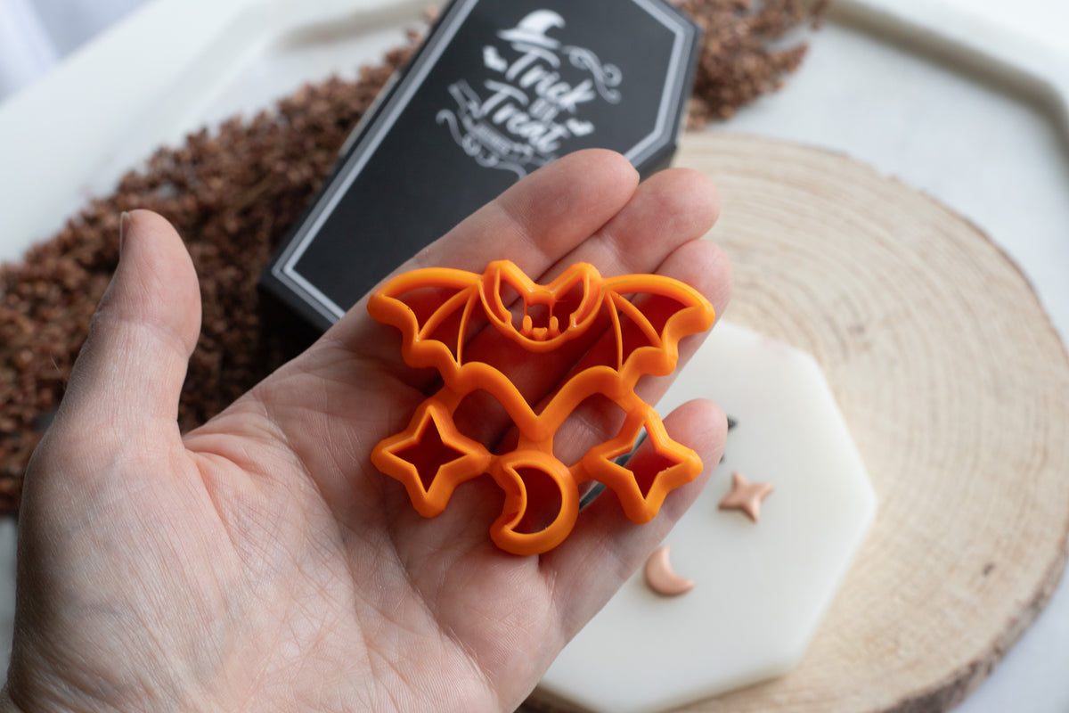 Halloween Bat Constellation Set of Polymer Clay Cutters - Moon and Stars