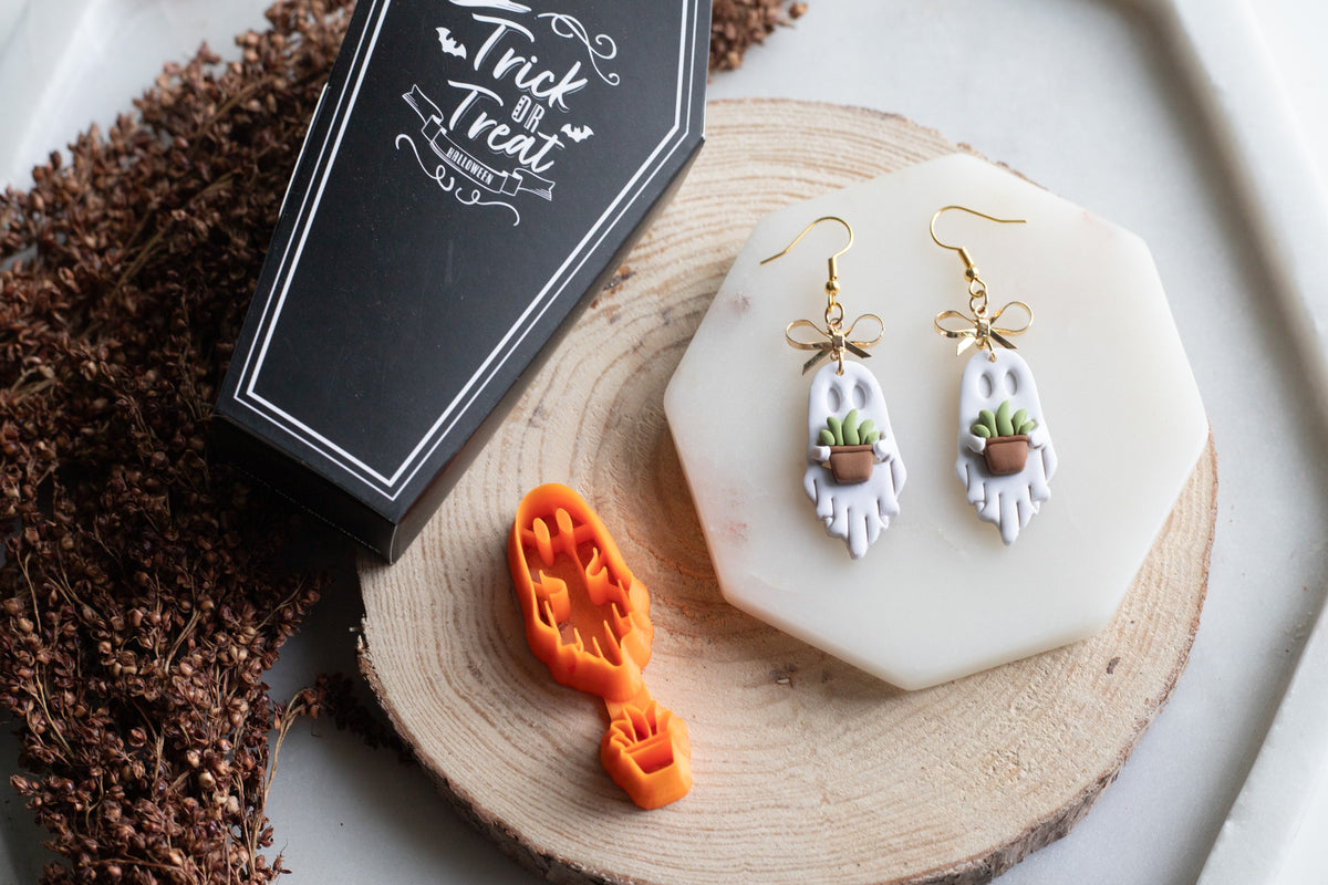Plant Loving Ghost Set of Polymer Clay Cutters - Halloween Cutters