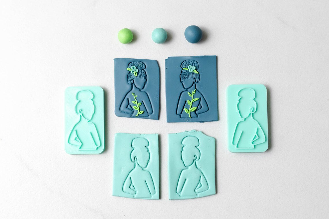 Woman Figure Stamp for Polymer Clay